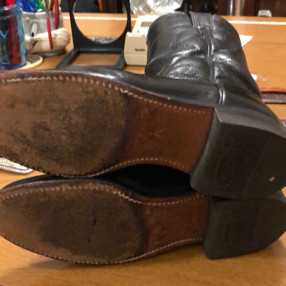 Justin black cowboy boots size 5 b great shape - Picture 3 of 7